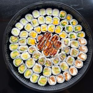Vegan sushi roll party tray from Sushi Sushi.